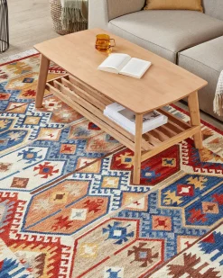 Kelim Teppich Wolle Mehrfarbig 160 X 230 Cm Abstraktes Muster Kurzflor Vanashen