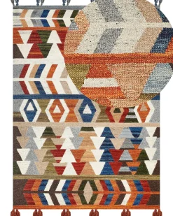 Kelim Teppich Wolle Mehrfarbig 160 X 230 Cm Geometrisches Muster Kurzflor Kaghsi