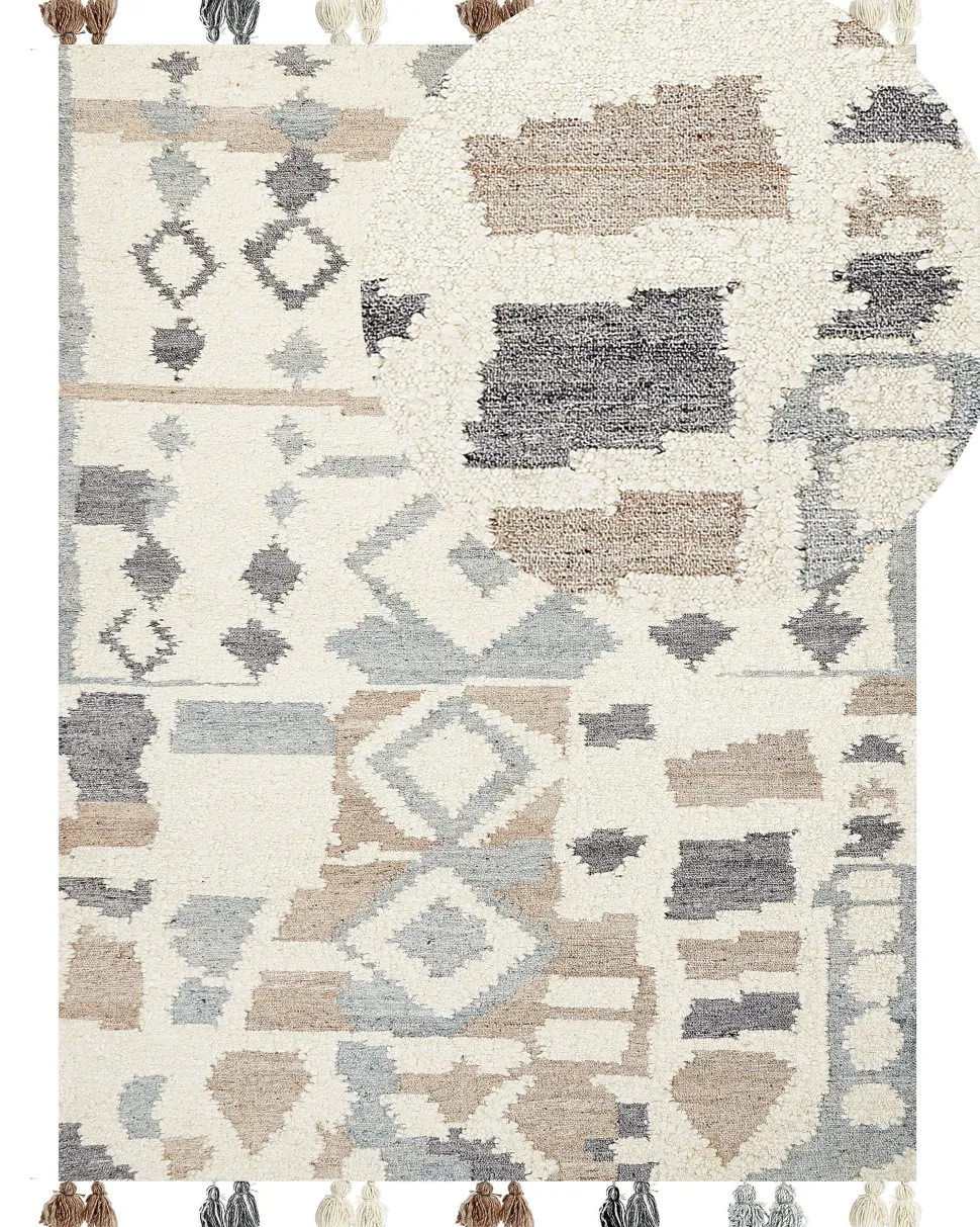 Kelim Teppich Wolle Mehrfarbig 160 X 230 Cm Geometrisches Muster Kurzflor Mrgavet