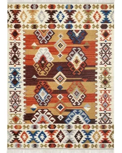 Kelim Teppich Wolle Mehrfarbig 160 X 230 Cm Geometrisches Muster Kurzflor Vosketap