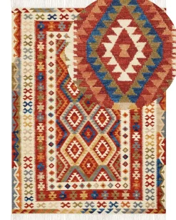Kelim Teppich Wolle Mehrfarbig 160 X 230 Cm Geometrisches Muster Kurzflor Oshakan