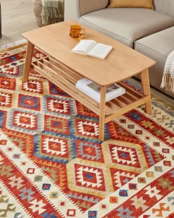 Kelim Teppich Wolle Mehrfarbig 160 X 230 Cm Geometrisches Muster Kurzflor Oshakan