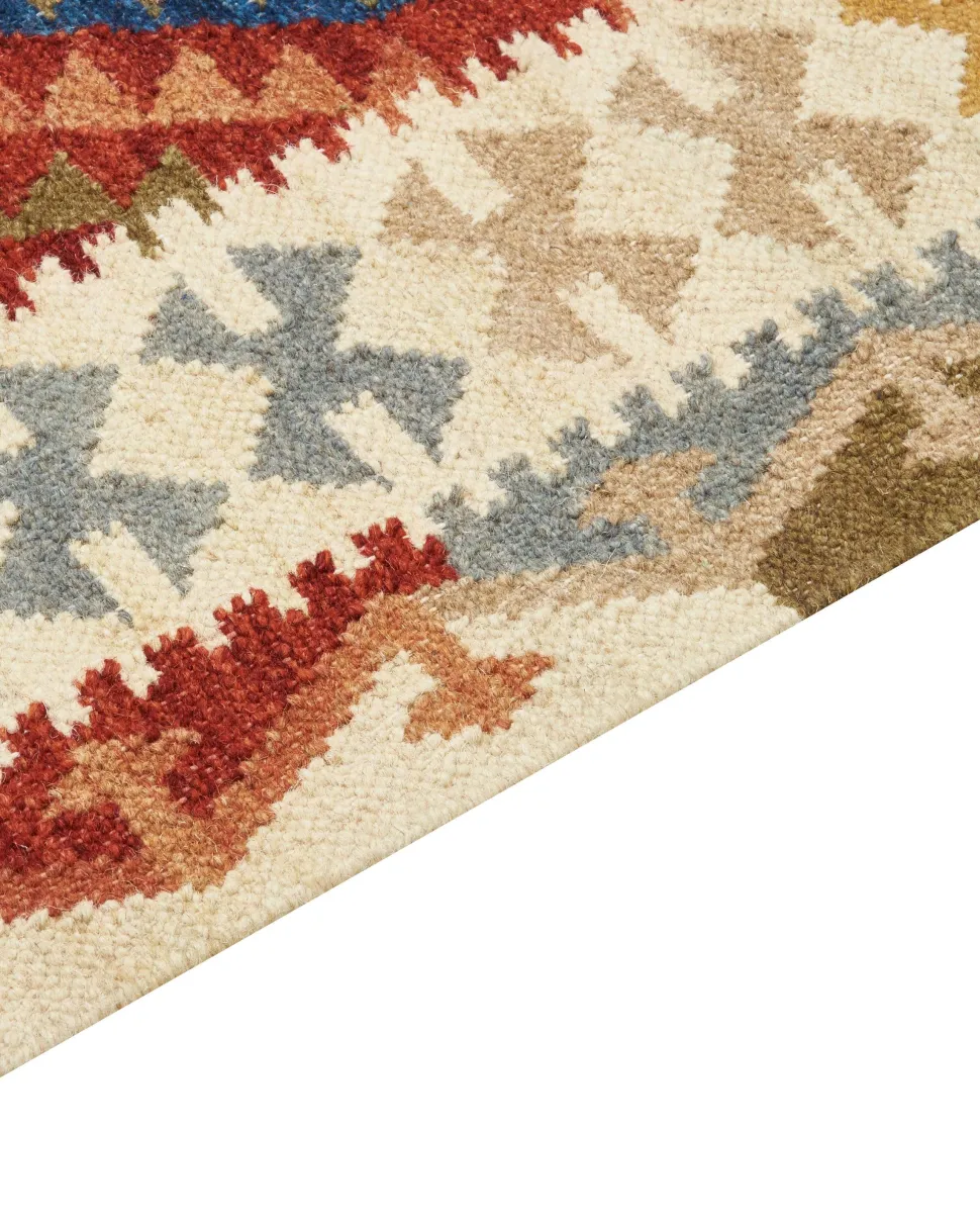 Kelim Teppich Wolle Mehrfarbig 160 X 230 Cm Geometrisches Muster Kurzflor Oshakan