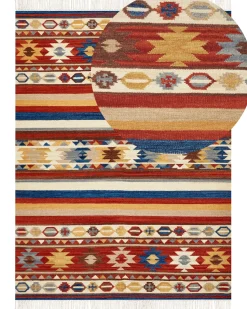 Kelim Teppich Wolle Mehrfarbig 160 X 230 Cm Orientalisches Muster Kurzflor Jrarat