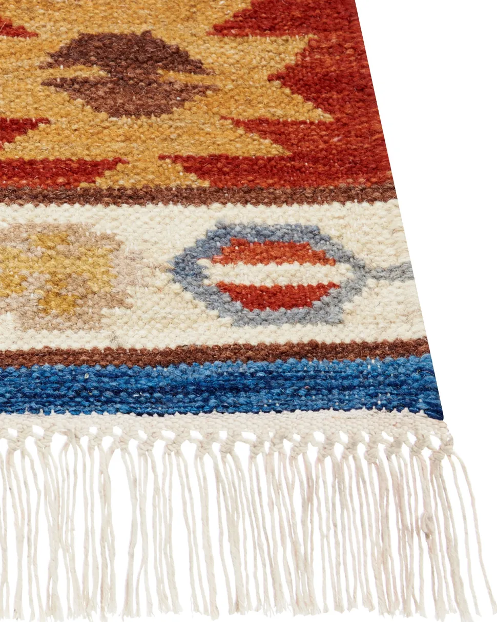 Kelim Teppich Wolle Mehrfarbig 160 X 230 Cm Orientalisches Muster Kurzflor Jrarat