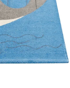 Kinderteppich Baumwolle Blau 80 X 150 Cm Wal-Motiv Balabang