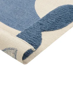 Kinderteppich Baumwolle Beige / Blau 80 X 150 Cm Wal-Motiv Selai