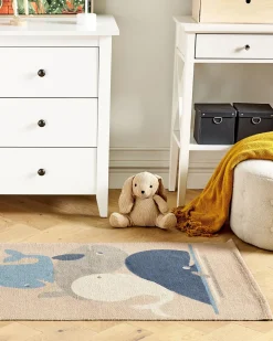 Kinderteppich Baumwolle Beige 80 X 150 Cm Wal-Motiv Seai