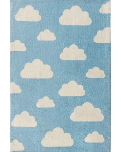 Kinderteppich Baumwolle Blau 60 X 90 Cm Wolkenmotiv Gwalijar