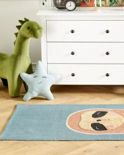Kinderteppich Baumwolle Blau / Orange 80 X 150 Cm Faultier-Motiv Isak