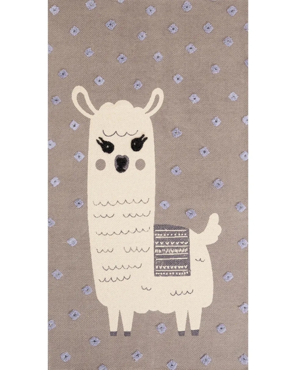 Kinderteppich Baumwolle Braun 80 X 150 Cm Lama-Motiv Lubuk
