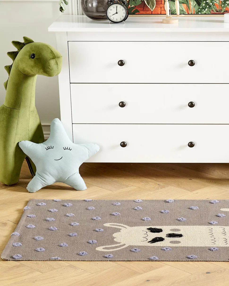 Kinderteppich Baumwolle Braun 80 X 150 Cm Lama-Motiv Lubuk