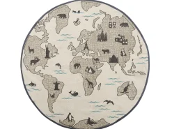 Kinderteppich Baumwolle Grau / Beige 120 Cm Kontinentenmuster Kesda