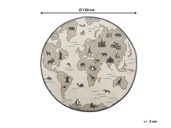 Kinderteppich Baumwolle Grau / Beige 120 Cm Kontinentenmuster Kesda