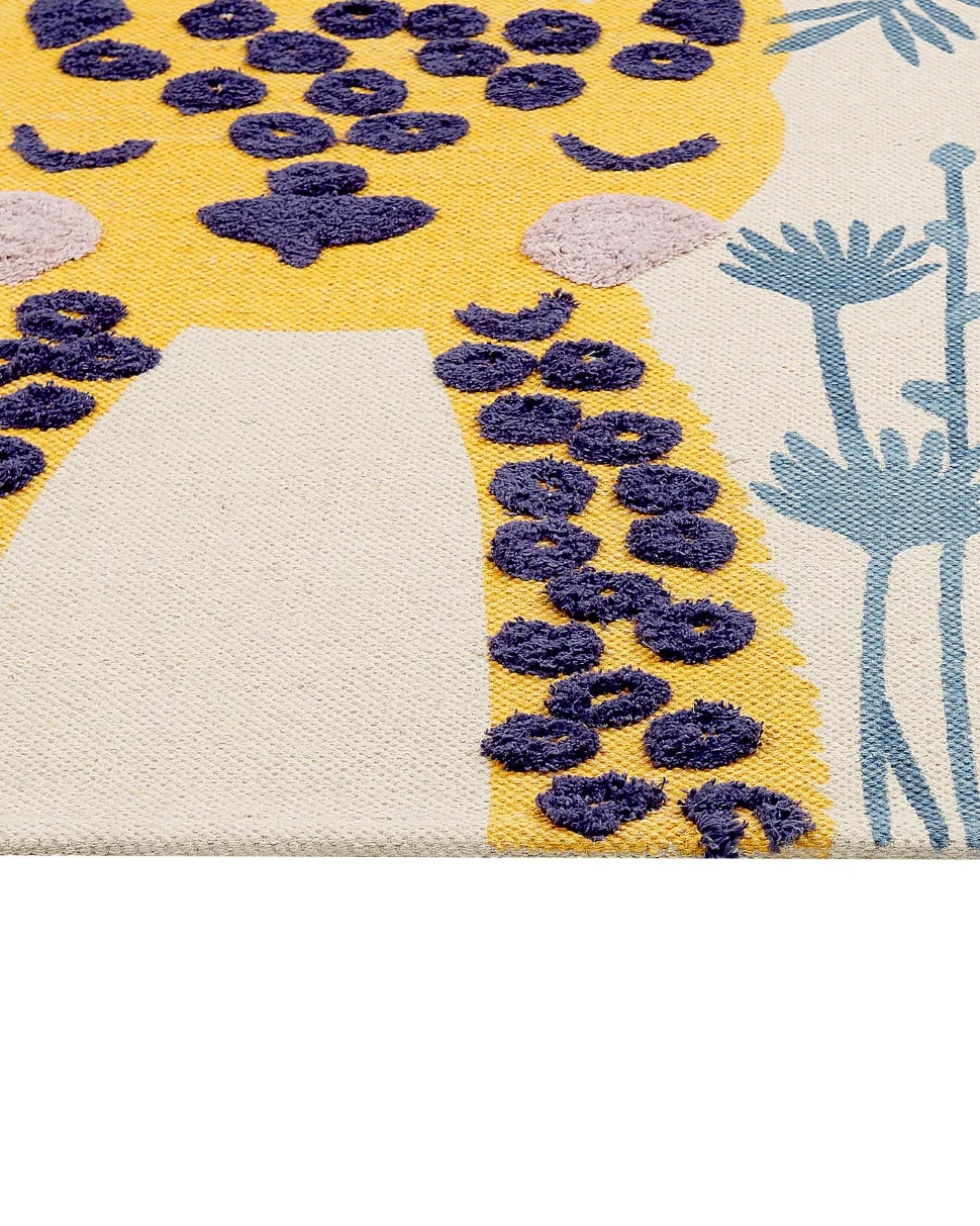 Kinderteppich Baumwolle Mehrfarbig 80 X 150 Cm Leopardenmuster Kurzflor Luas