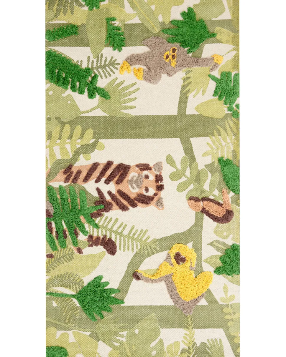 Kinderteppich Baumwolle Mehrfarbig 80 X 150 Cm Dschungelmotiv Janhto