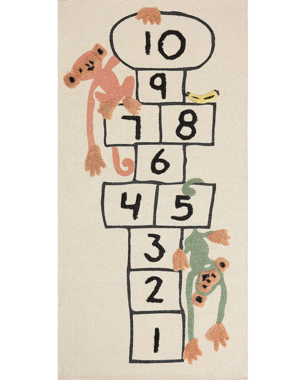 Kinderteppich Baumwolle Mehrfarbig 80 X 150 Cm Hupfspiel Kurzflor Katiet