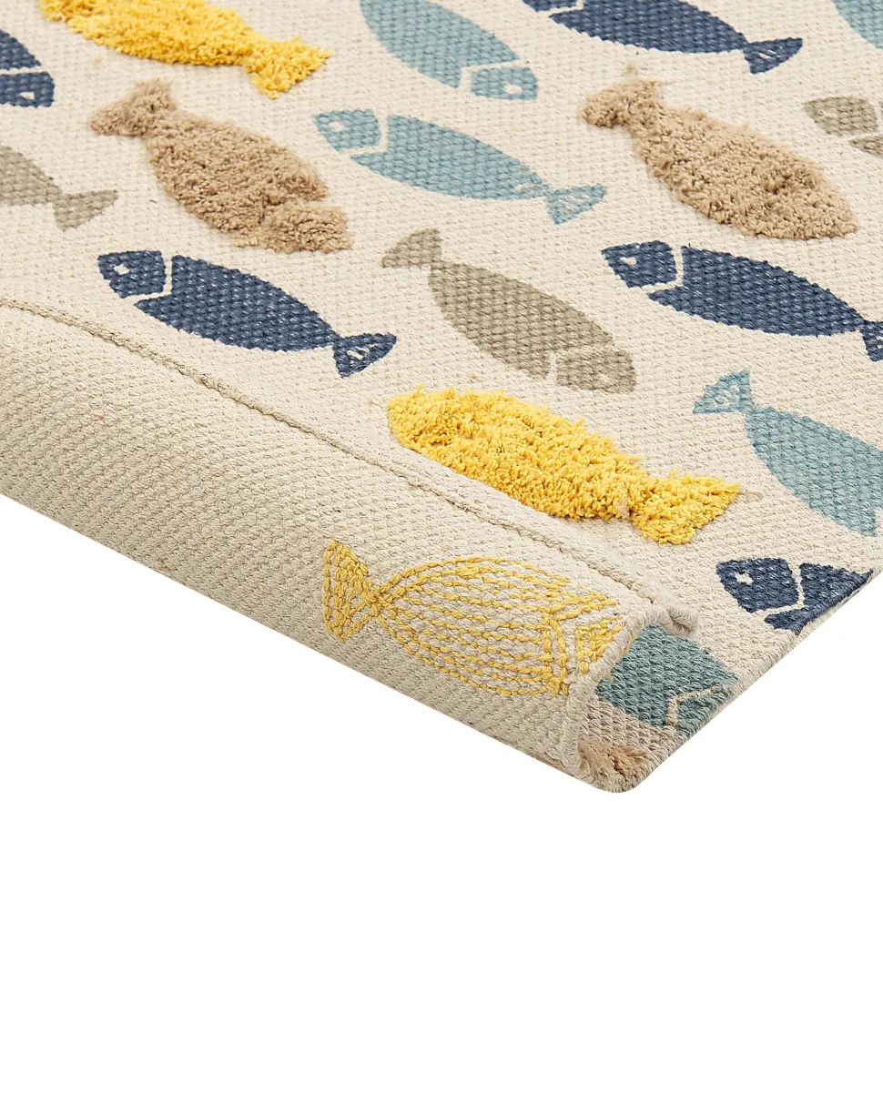 Kinderteppich Baumwolle Mehrfarbig 80 X 150 Cm Fischmotiv Ipuh