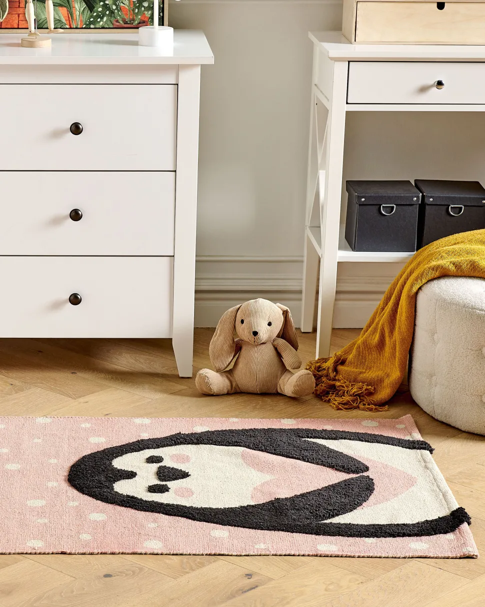 Kinderteppich Baumwolle Rosa 80 X 150 Cm Pinguin-Muster Pengkol