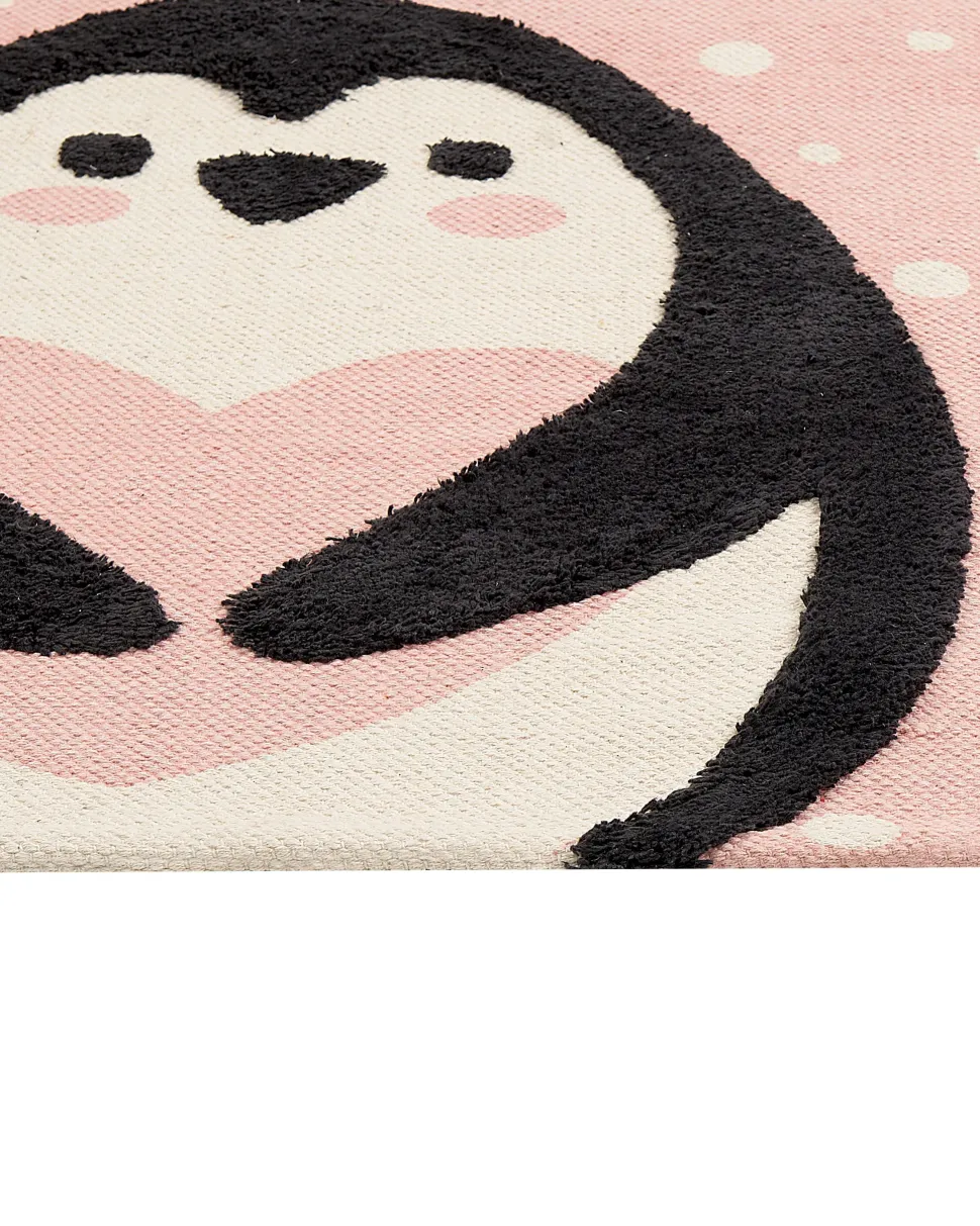 Kinderteppich Baumwolle Rosa 80 X 150 Cm Pinguin-Muster Pengkol