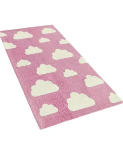 Kinderteppich Baumwolle Rosa 60 X 90 Cm Wolkenmotiv Gwalijar