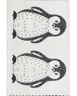 Kinderteppich Baumwolle Weis / Schwarz 60 X 90 Cm Pinguin-Muster Hajdarabad