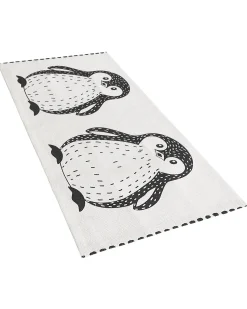 Kinderteppich Baumwolle Weis / Schwarz 60 X 90 Cm Pinguin-Muster Hajdarabad