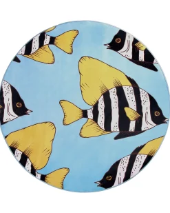 Kinderteppich Blau 140 Cm Fischmuster Kurzflor Fizme