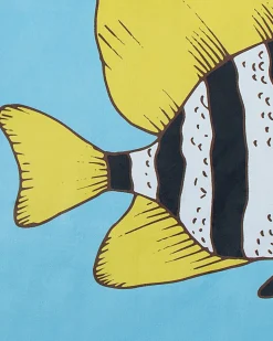 Kinderteppich Blau 140 Cm Fischmuster Kurzflor Fizme
