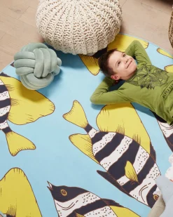 Kinderteppich Blau 80 X 140 Cm Fischmuster Kurzflor Fizme