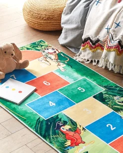 Kinderteppich Grun Tier-Motiv Mit Hupfspiel 80 X 150 Cm Babadag