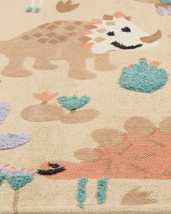 Kinderteppich Mehrfarbig Aus Baumwolle Tiermuster 80 X 150 Cm Stabat