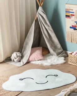 Kinderteppich Mintgrun 90 X 120 Cm Wolkenmotiv Kurzflor Cumulus