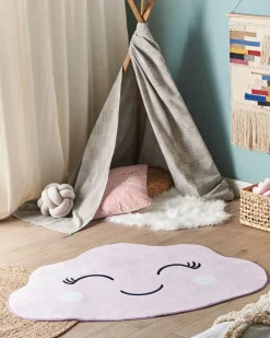 Kinderteppich Pastellrosa 90 X 120 Cm Wolkenmotiv Kurzflor Cumulus