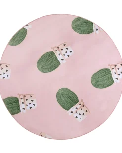 Kinderteppich Rosa 120 Cm Kaktus-Muster Kurzflor Eldivan