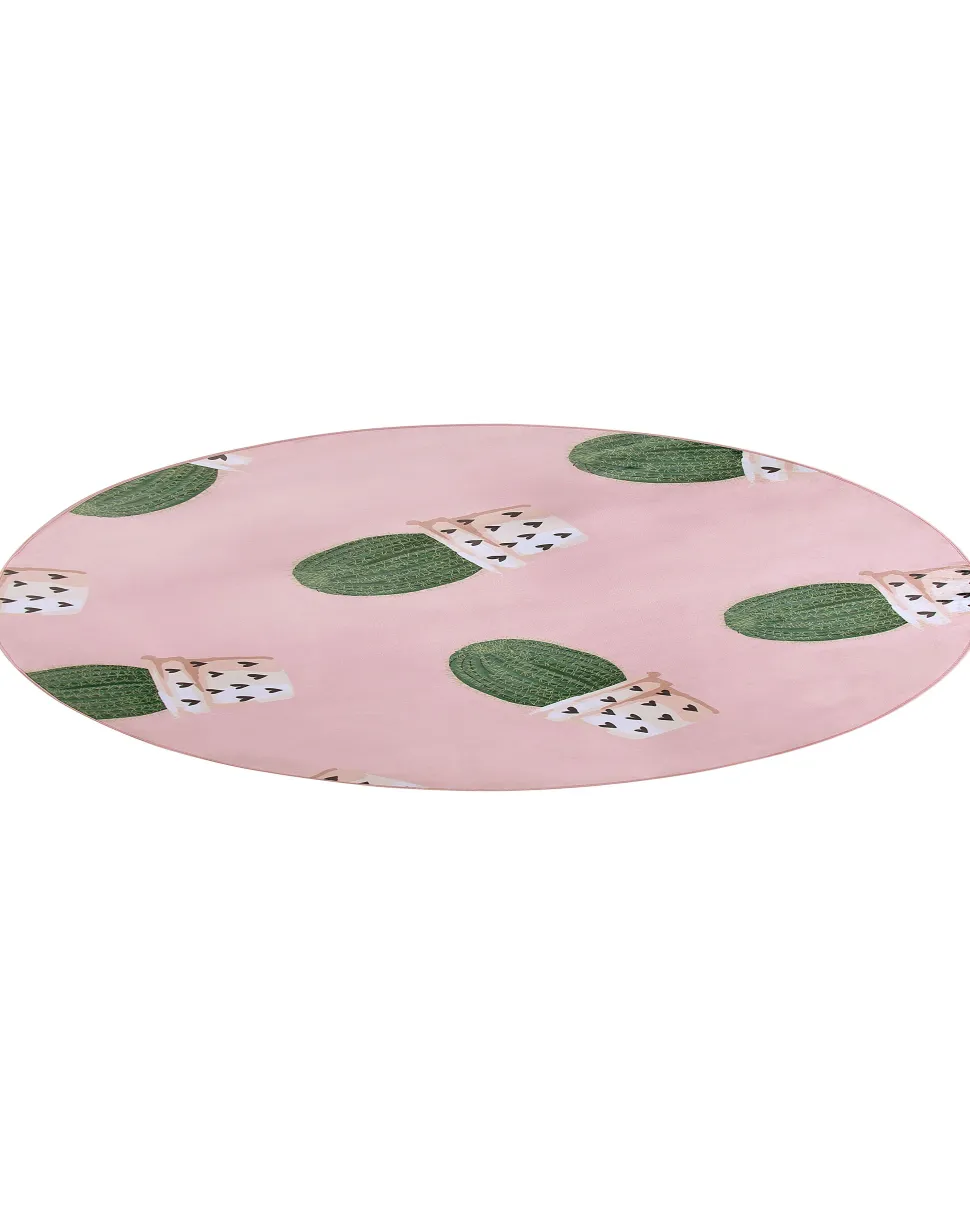 Kinderteppich Rosa 120 Cm Kaktus-Muster Kurzflor Eldivan