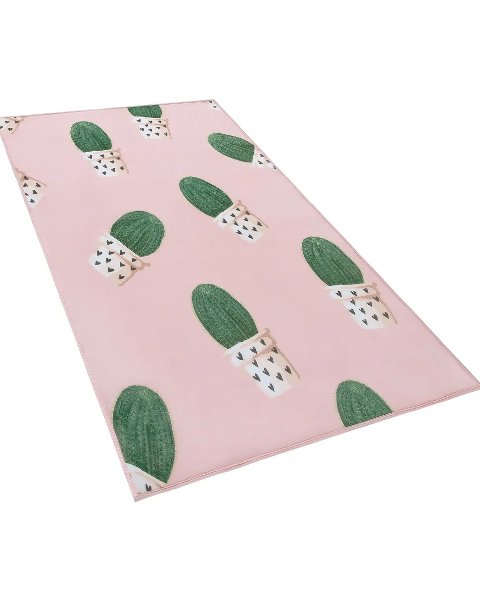 Kinderteppich Rosa 80 X 150 Cm Kaktus-Muster Kurzflor Eldivan