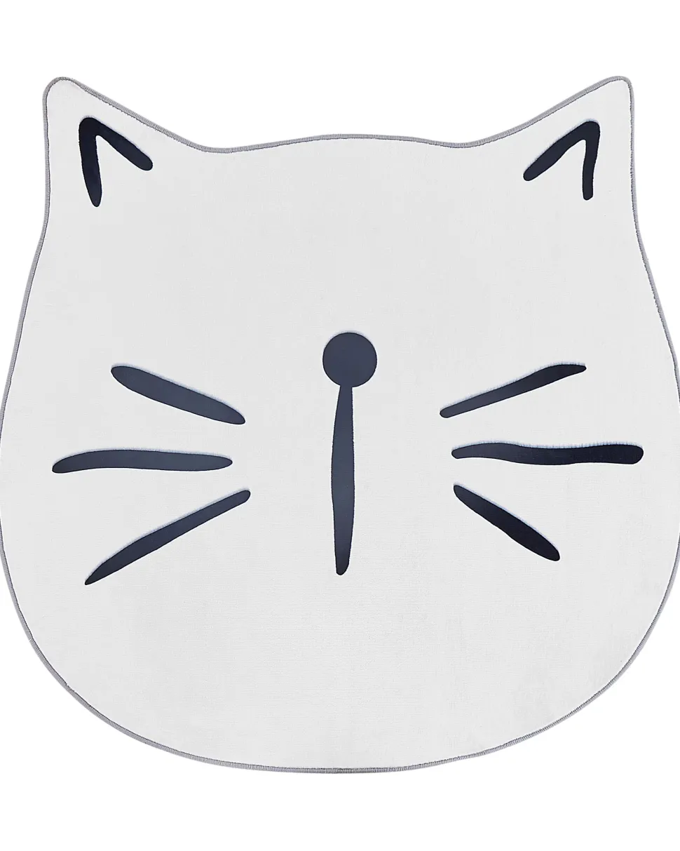 Kinderteppich Weis 100 Cm Katzenmotiv Kurzflor Kitty