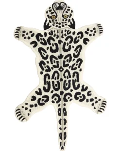 Kinderteppich Wolle Beige / Weis 100 X 160 Cm Leopardenmotiv Mibu
