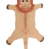 Kinderteppich Wolle Beige 100 X 160 Cm Lowenmotiv Mufasa