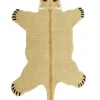 Kinderteppich Wolle Beige 100 X 160 Cm Lowenmotiv Sarabi