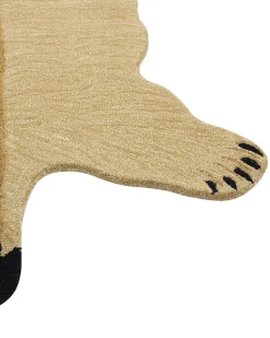 Kinderteppich Wolle Beige 100 X 160 Cm Lowenmotiv Sarabi