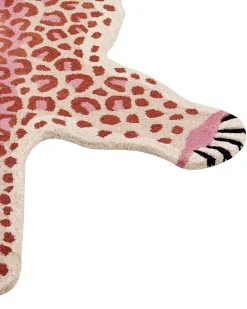 Kinderteppich Wolle Beige / Rosa 100 X 160 Cm Leopardenmotiv Chuluun