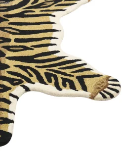 Kinderteppich Wolle Beige / Schwarz 100 X 160 Cm Tigermotiv Shere