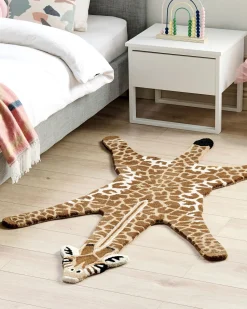 Kinderteppich Wolle Braun / Beige 100 X 160 Cm Giraffenmotiv Melman