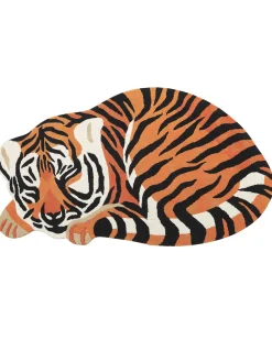 Kinderteppich Wolle Orange 100 X 155 Cm Tigermotiv Rajah