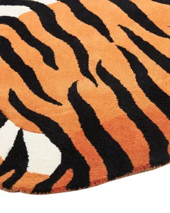 Kinderteppich Wolle Orange 100 X 155 Cm Tigermotiv Rajah