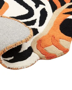 Kinderteppich Wolle Orange 100 X 155 Cm Tigermotiv Rajah