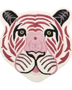 Kinderteppich Wolle Rosa 120 X 110 Cm Tigermotiv Parker