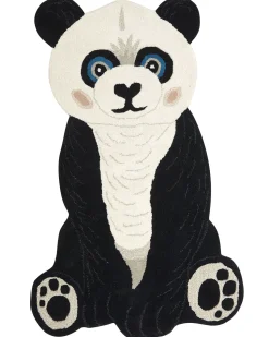 Kinderteppich Wolle Schwarz / Weis 100 X 160 Cm Pandamotiv Jingjing